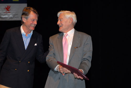 Scott Griffin presents Robin Blaser with his Griffin Lifetime Recognition award.